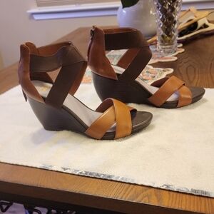 Johnson & Murphy Brown Wedge Sandals 8.5